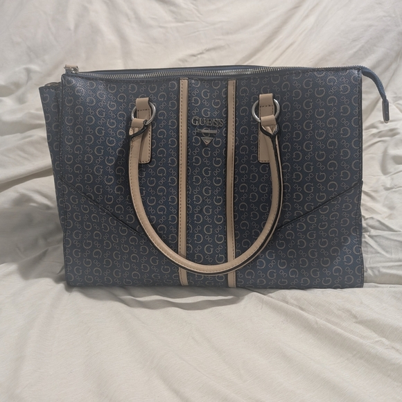 Guess Blue and Tan Tote Bag - Picture 1 of 15